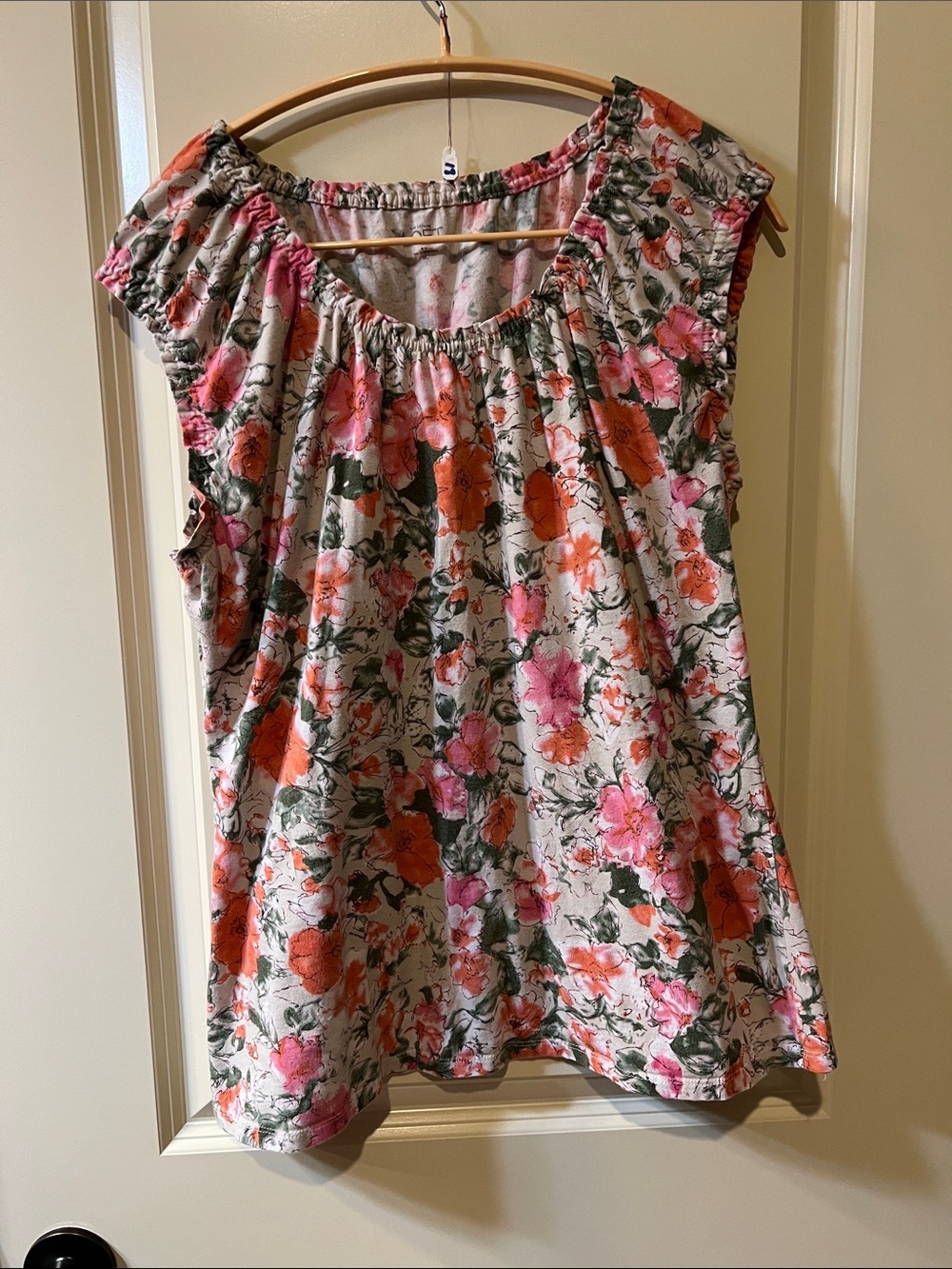 LOFT Floral Cap Sleeve Tunic XM in Pink, Orange & Green FC18